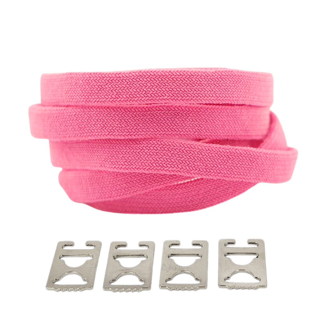 Productafbeelding van vintage elastische veters van 8 mm met clipjes in de kleur fuchsia
