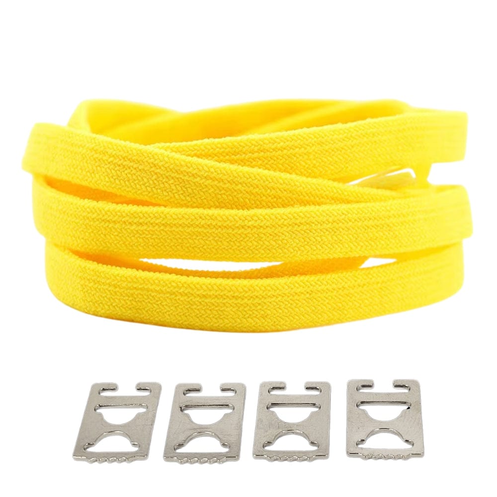 Productafbeelding van vintage elastische veters van 8 mm met clipjes in de kleur geel