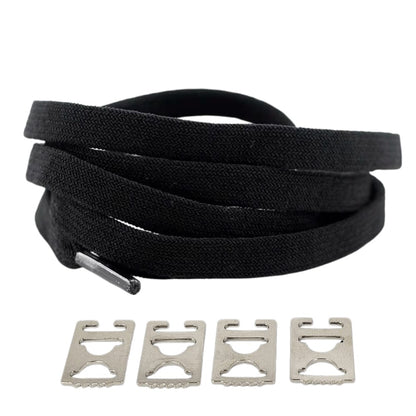 Productafbeelding van vintage elastische veters van 8 mm met clipjes in de kleur zwart