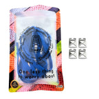 Elastische veters zonder strikken vintage 8mm onzichtbare clipjes blauw in luxe verpakking