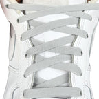 Elastische veters zonder strikken vintage 8mm onzichtbare clipjes grijs met stretch uitgerekt