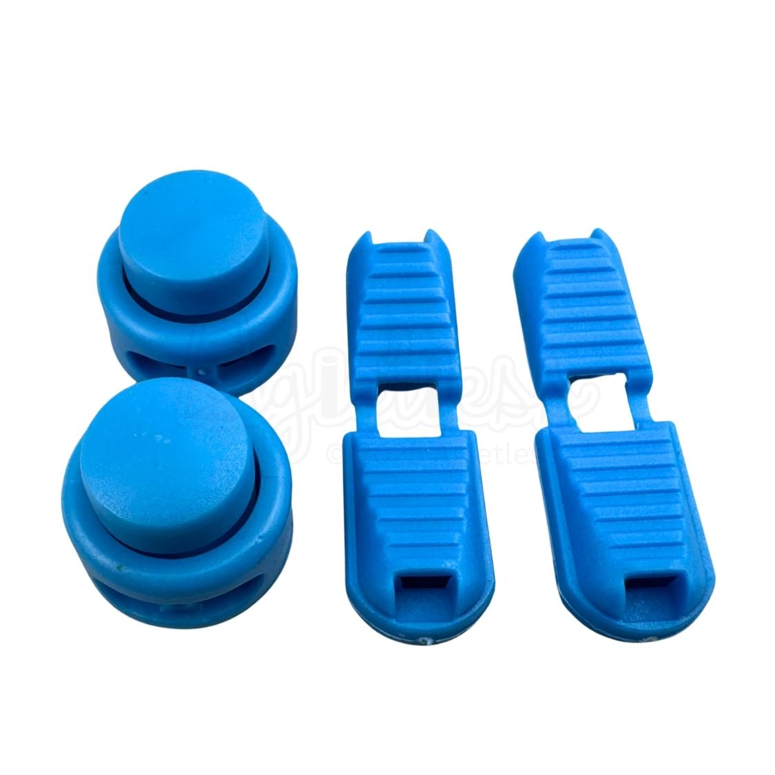 Elastische veters lock sluiting blauw geschikt voor elastische veters van 3 tot 5 mm breed