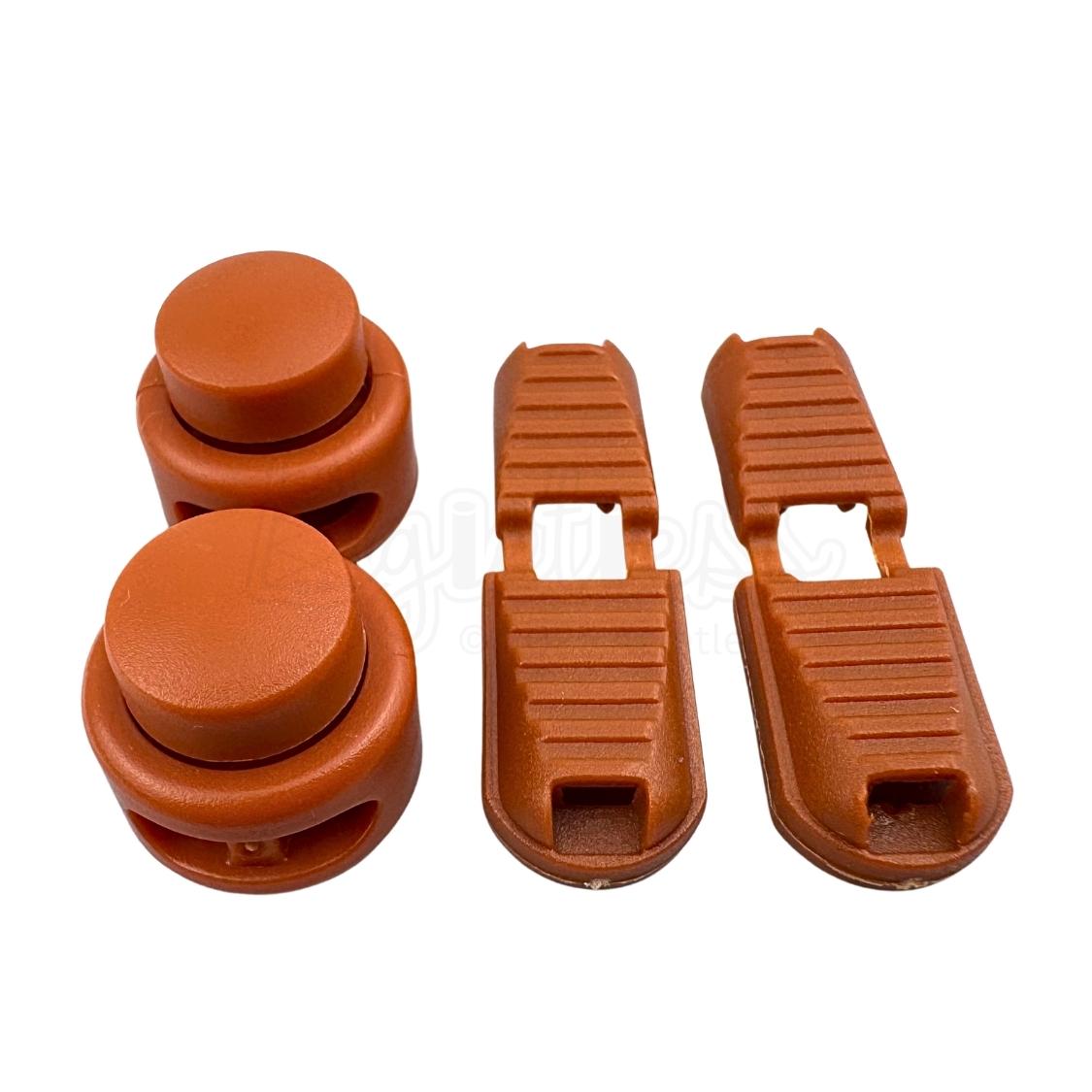 Elastische veters lock sluiting bruin geschikt voor elastische veters van 3 tot 5 mm breed