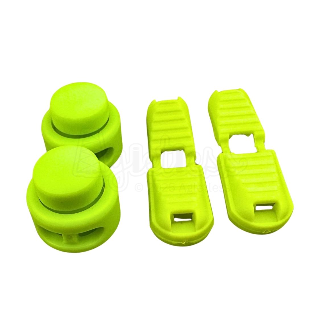 Elastische veters lock sluiting gifgroen geschikt voor elastische veters van 3 tot 5 mm breed