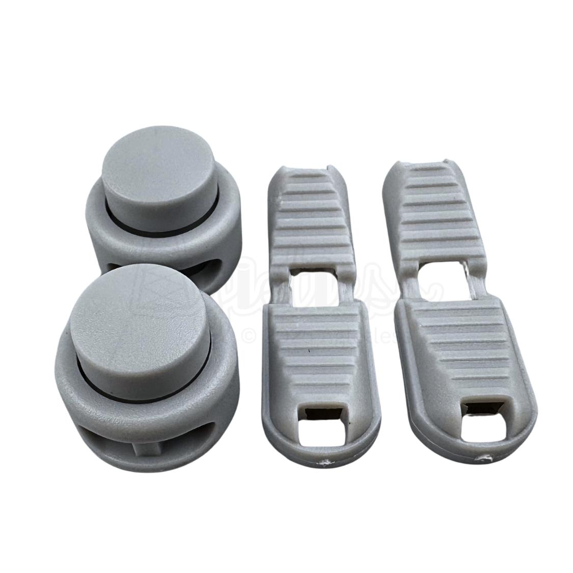 Elastische veters lock sluiting grijs geschikt voor elastische veters van 3 tot 5 mm breed