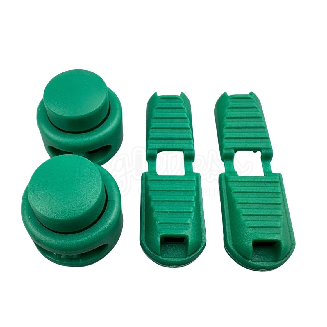 Elastische veters lock sluiting groen geschikt voor elastische veters van 3 tot 5 mm breed