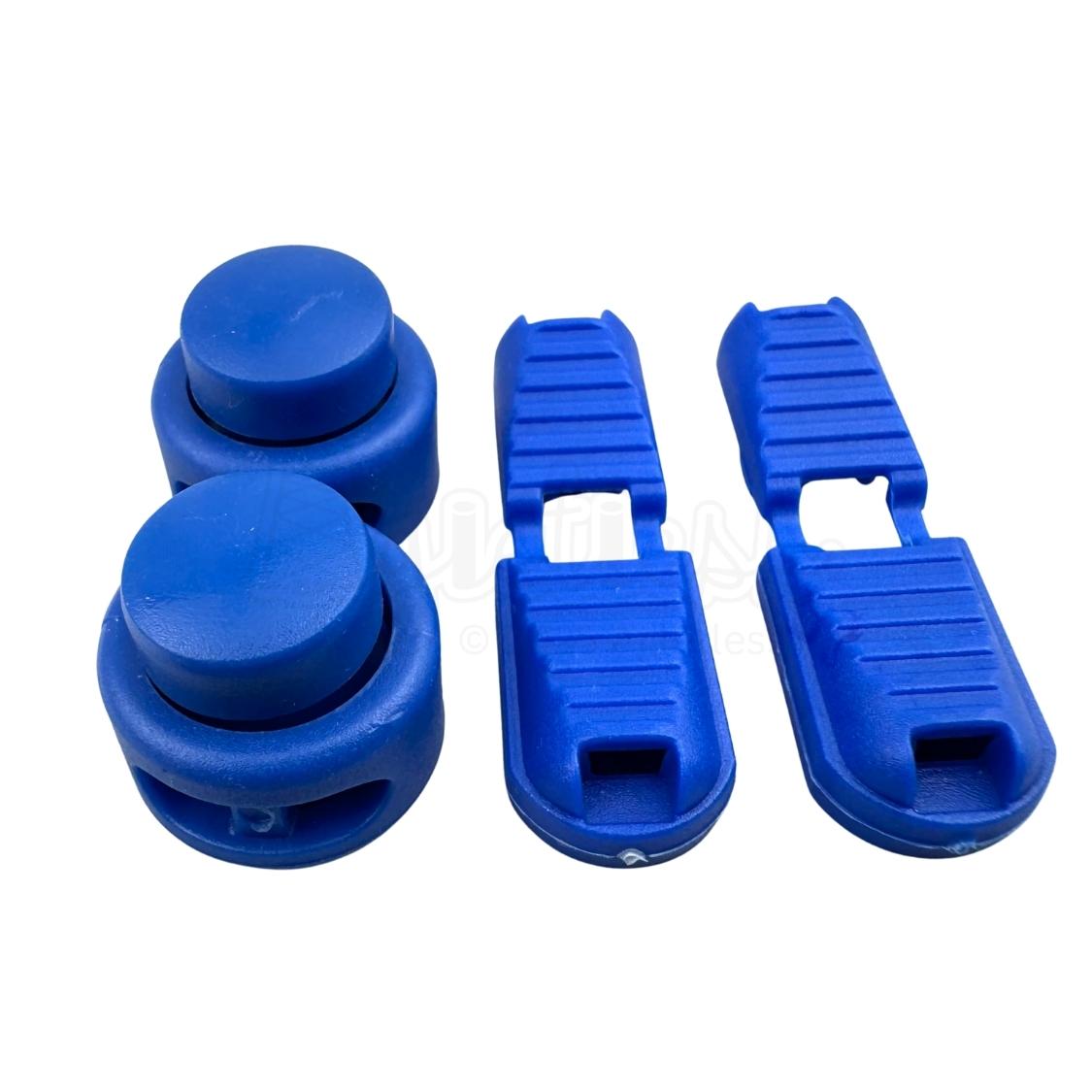 Elastische veters lock sluiting koningsblauw geschikt voor elastische veters van 3 tot 5 mm breed