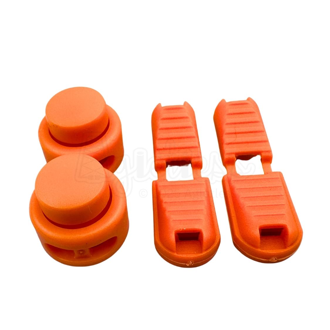 Elastische veters lock sluiting oranje geschikt voor elastische veters van 3 tot 5 mm breed