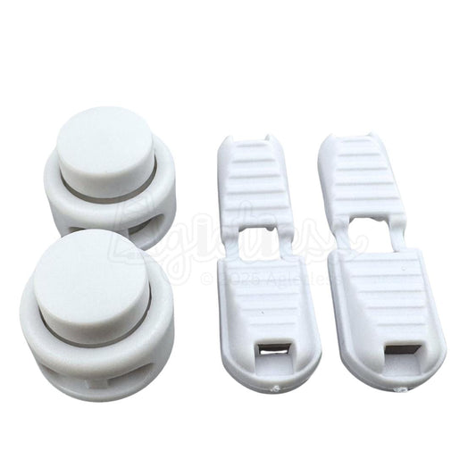 Elastische veters lock sluiting wit geschikt voor elastische veters van 3 tot 5 mm breed