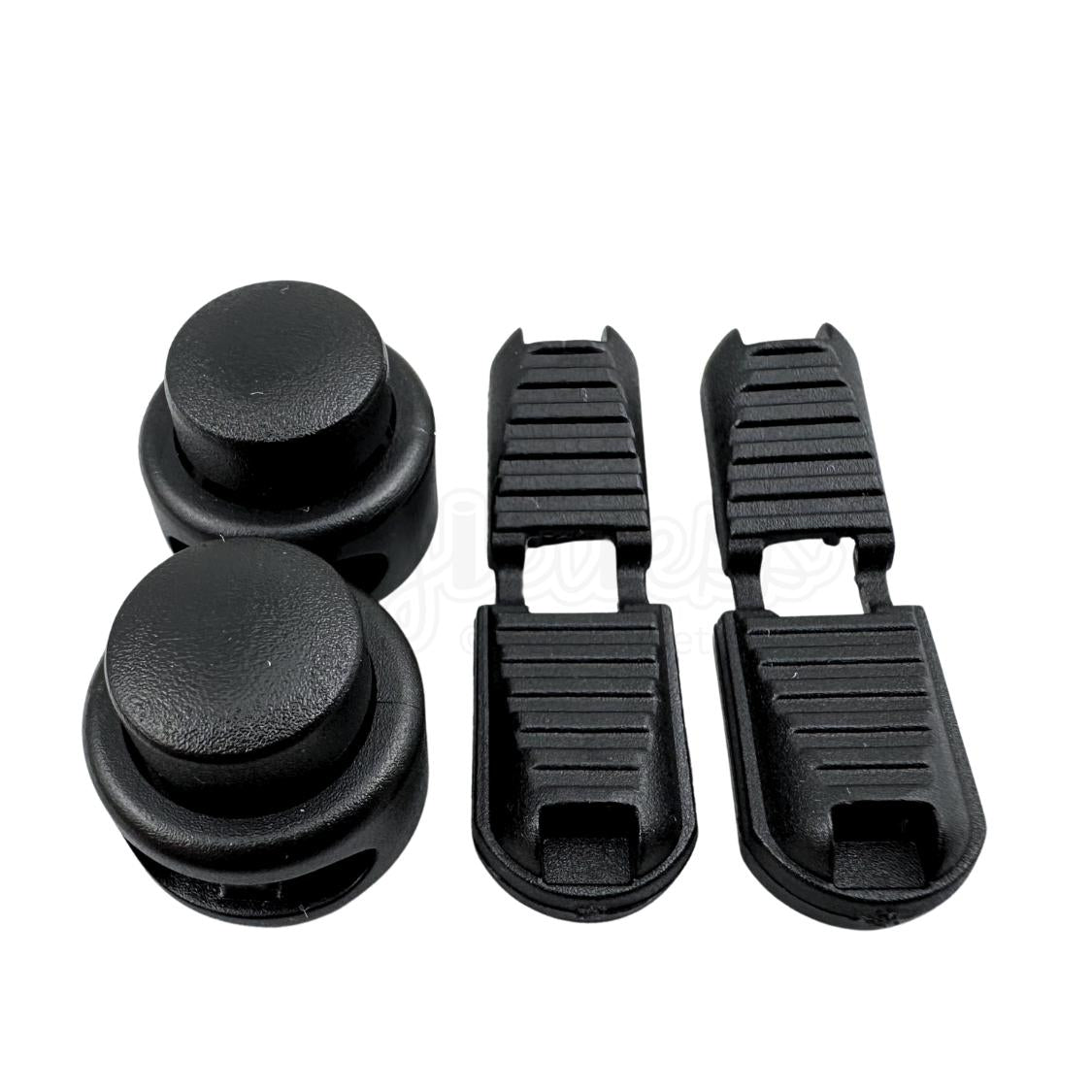 Elastische veters lock sluiting zwart geschikt voor elastische veters van 3 tot 5 mm breed