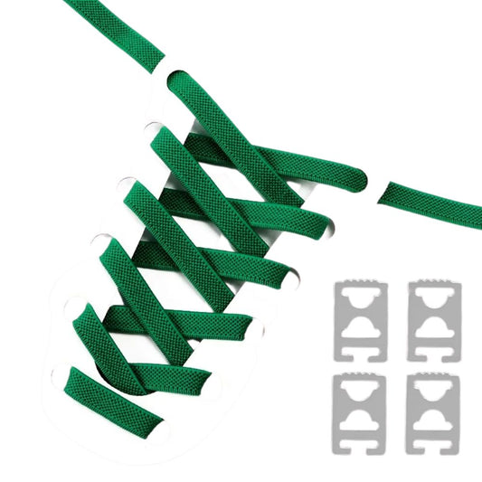 Groene elastische veters 9 mm met onzichtbare clip en anti-slip structuur voor een stoere uitstraling