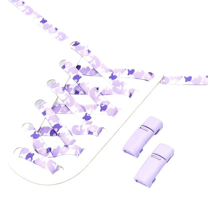 Solid purple elastic shoelaces with a matching purple magnetic lock for a bold, unique style.