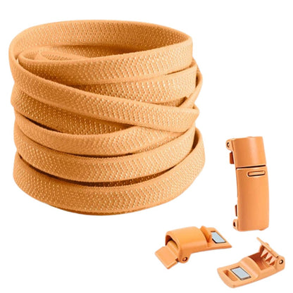 Light brown elastic no-tie shoelaces with magnetic lock, adding a natural tone to any shoe.