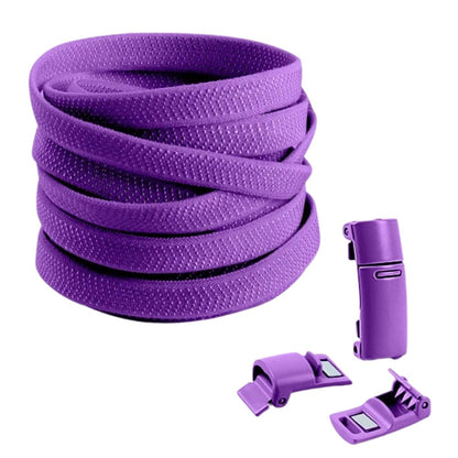 Purple elastic no-tie shoelaces with magnetic lock, a fun and bold choice for any sneaker.