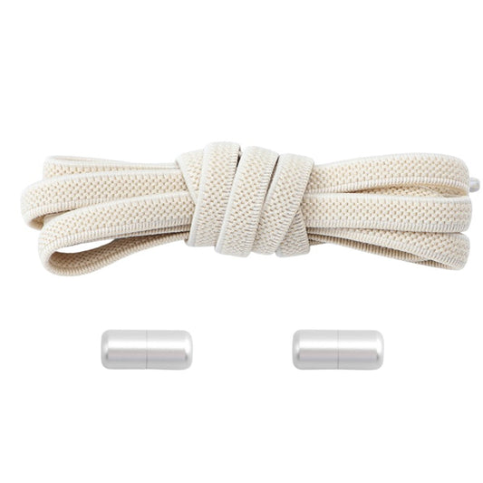 Elastische veters beige plat 6mm met draaicapsule sluiting voor nette en casual schoenen