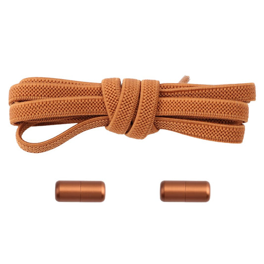 Elastische veters bruin plat 6mm met draaicapsule sluiting voor nette en casual schoenen