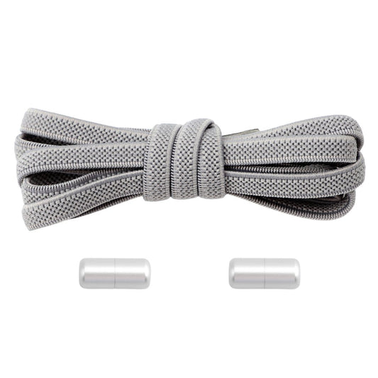 Elastische veters grijs plat 6mm met draaicapsule sluiting voor casual en nette schoenen