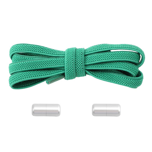 Elastische veters groen plat 6mm met draaicapsule sluiting voor sportieve schoenen