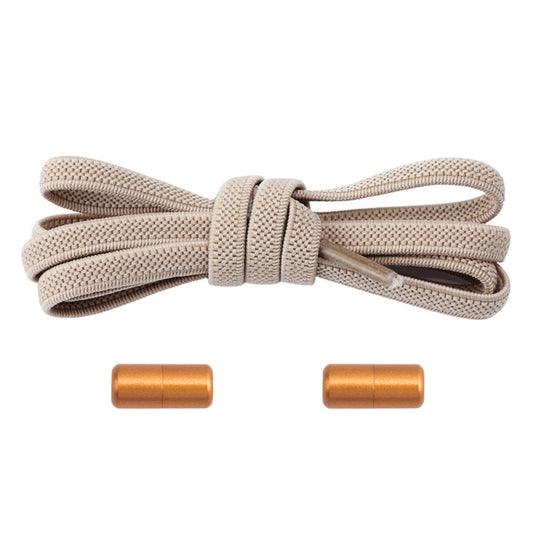 Elastische veters khaki plat 6mm met draaicapsule sluiting voor outdoor schoenen