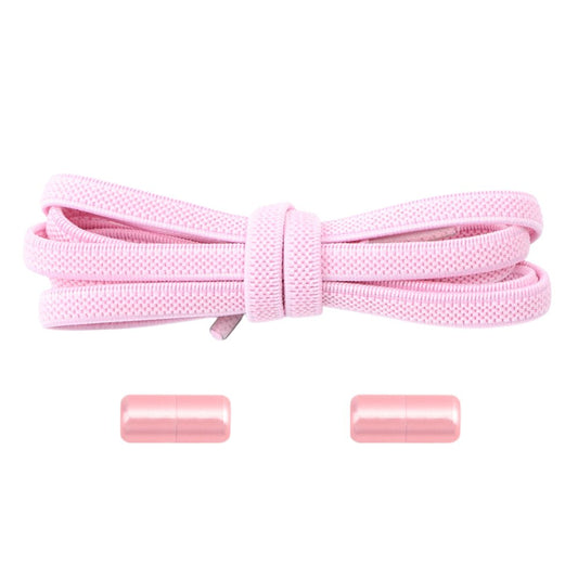 Elastische veters roze plat 6mm met draaicapsule sluiting voor kinderschoenen en sneakers