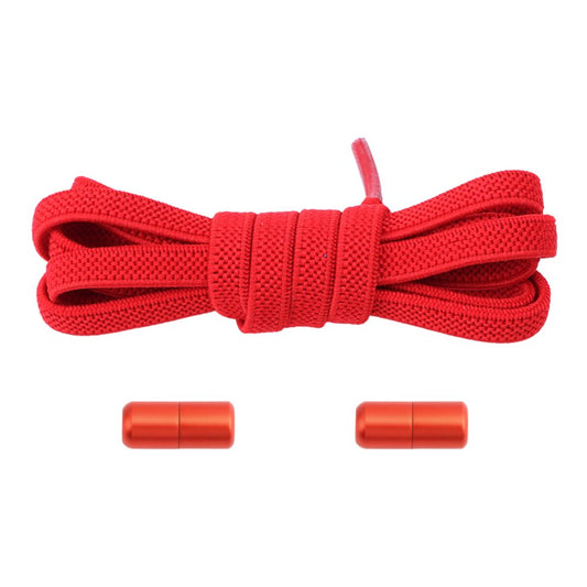Elastische veters rood plat 6mm met draaicapsule sluiting voor sneakers en casual schoenen