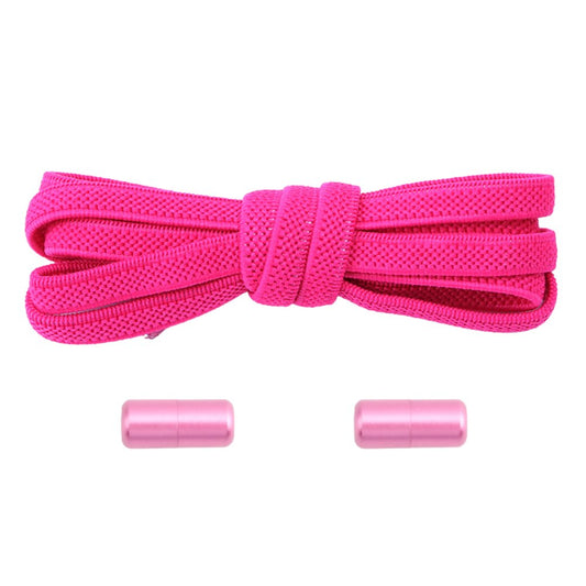 Elastische veters rozenrood plat 6mm met draaicapsule sluiting voor kinderschoenen