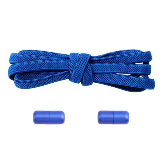 Elastische veters blauw plat 6mm met draaicapsule sluiting voor sportieve sneakers
