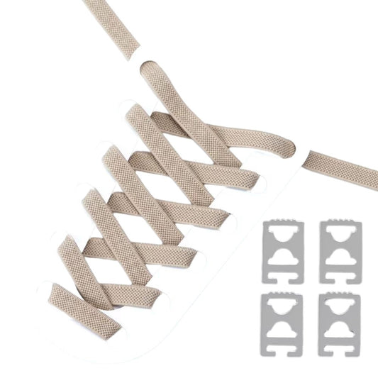 Khaki elastische veters 9 mm met onzichtbare clip en anti-slip structuur voor een stoere en moderne look