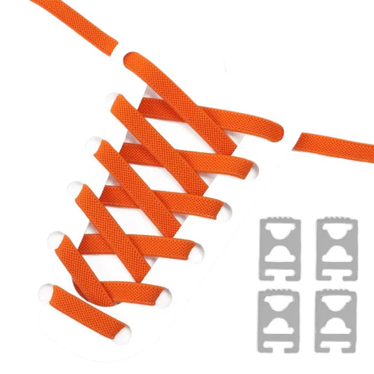Oranje elastische veters 9 mm met onzichtbare clip en anti-slip structuur voor een energieke uitstraling