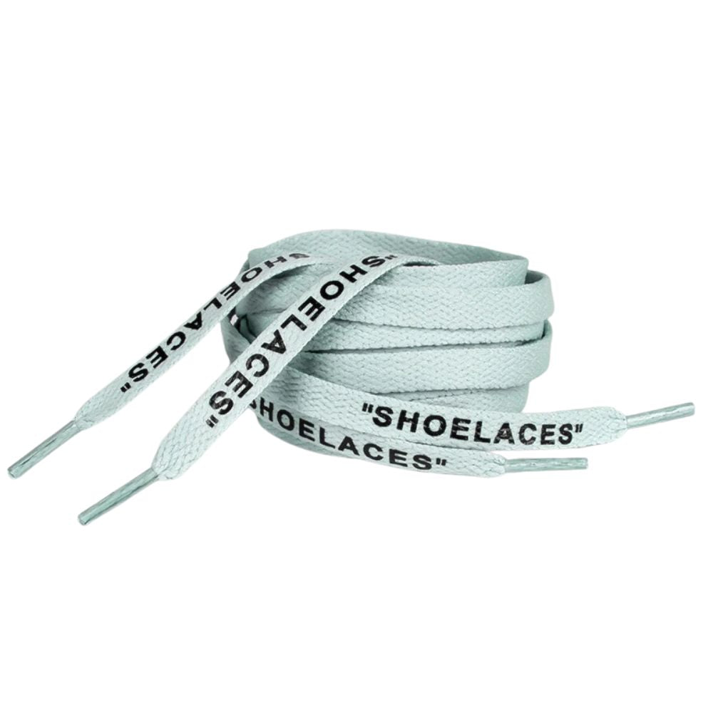 Platte Off-White Shoelaces pastelblauw opgerold