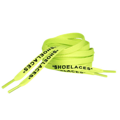 Platte Off-White Shoelaces fluorescerend geel opgerold