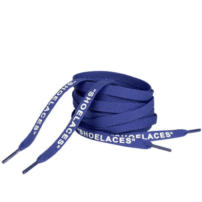 Platte Off-White Shoelaces blauw opgerold