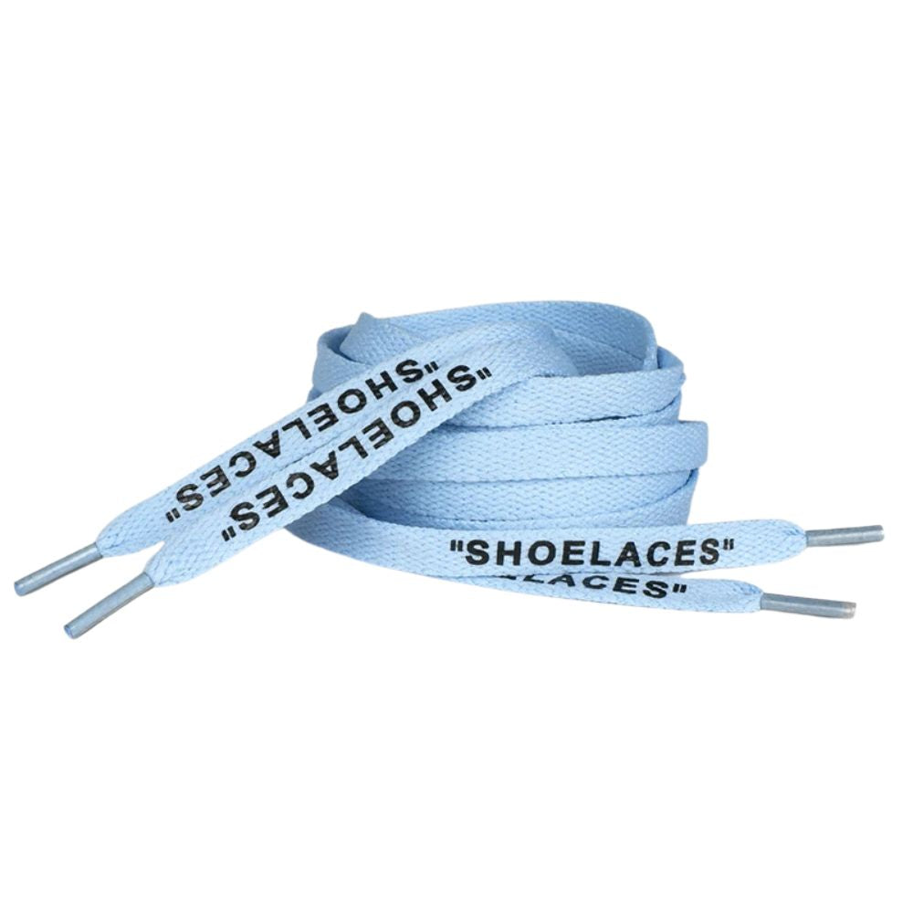 Platte Off-White Shoelaces hemelsblauw opgerold