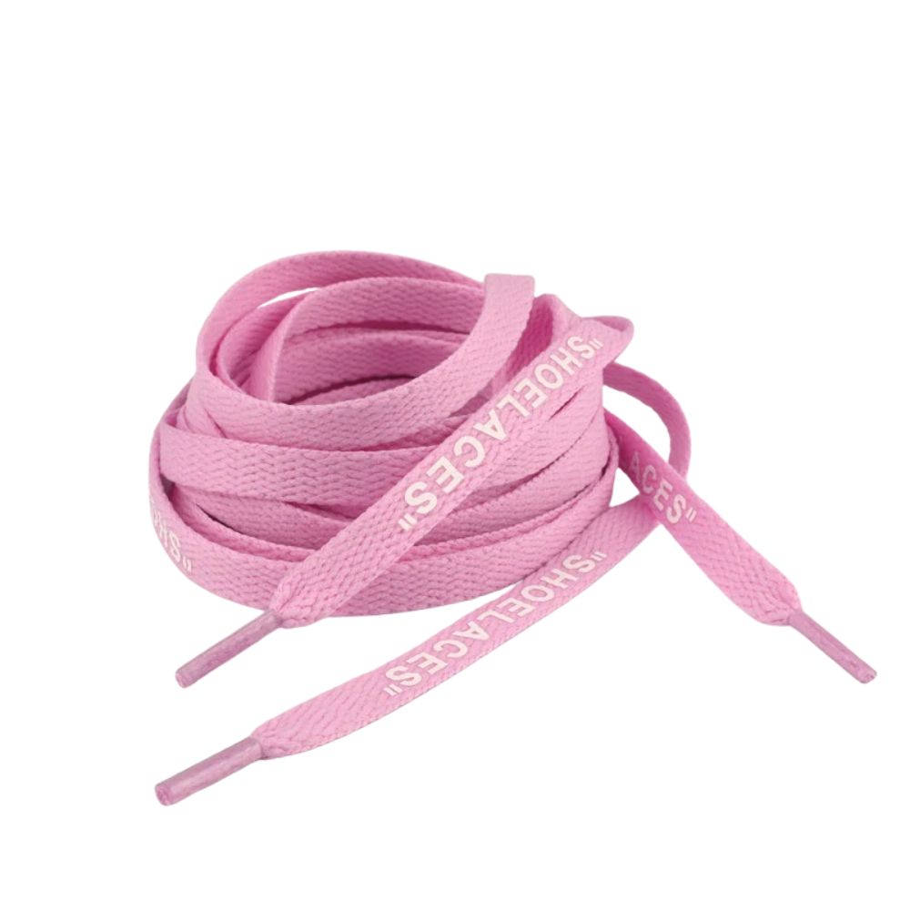 Platte Off-White Shoelaces roze opgerold