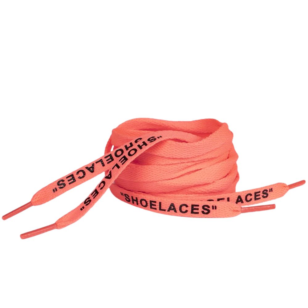 Platte Off-White Shoelaces fluorescerend oranje opgerold