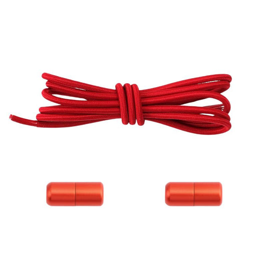 Elastische veters rood dun 3mm met draaicapsule sluiting voor hardloopschoenen en sport