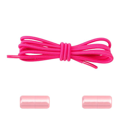 Elastische veters rozenrood dun 3mm met draaicapsule sluiting voor sneakers en casual schoenen