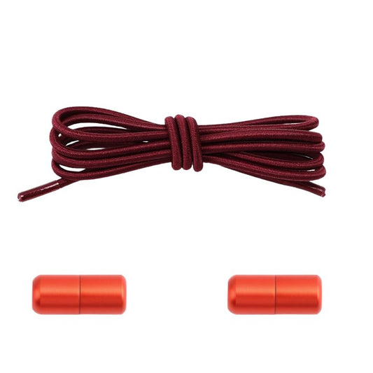 Elastische veters wijnrood dun 3mm met draaicapsule sluiting voor nette schoenen en casual gebruik