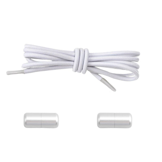 Elastische veters wit dun 3mm met draaicapsule sluiting voor sneakers en sportschoenen