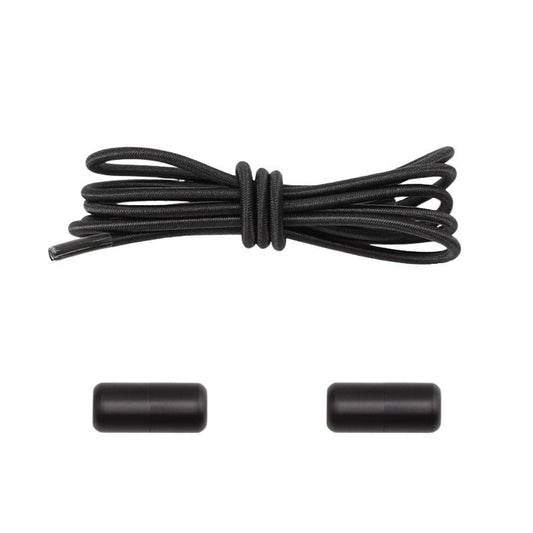 Elastische veters zwart dun 3mm met draaicapsule sluiting voor nette schoenen en sneakers