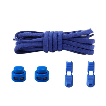 Koningsblauwe ronde 5 mm elastische veters met draaicapsule sluitsysteem voor kinderen en volwassenen