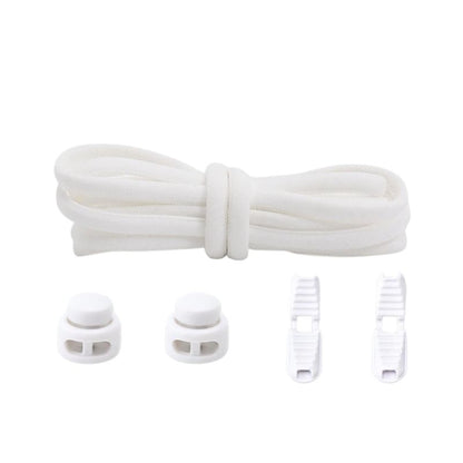 Witte ronde 5 mm elastische veters met draaicapsule sluitsysteem voor kinderen en volwassenen