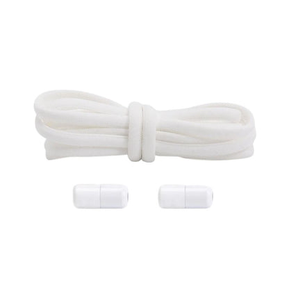 Witte compacte 5 mm ronde elastische veters met draaicapsule sluitsysteem voor kinderen en volwassenen