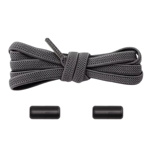 Elastische veters antraciet 6mm met draaicapsule sluiting voor werk- en wandelschoenen