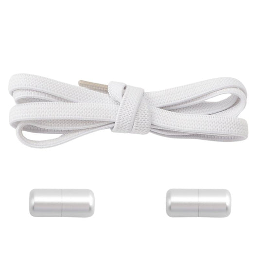 Elastische veters wit plat 6mm met capsule sluiting voor sneakers en kinderschoenen
