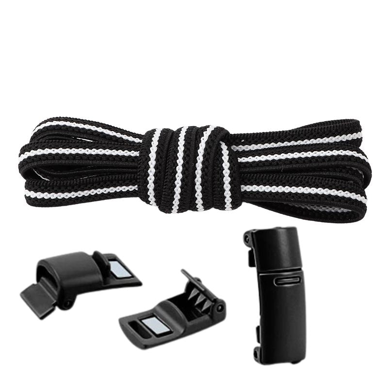 Elastische veters zwart wit 6mm met magnetische sluiting voor sportieve sneakers