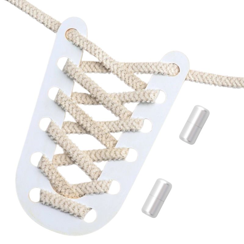 Fluffy elastische veters beige met magnetische sluiting voor casual schoenen en lichte sneakers
