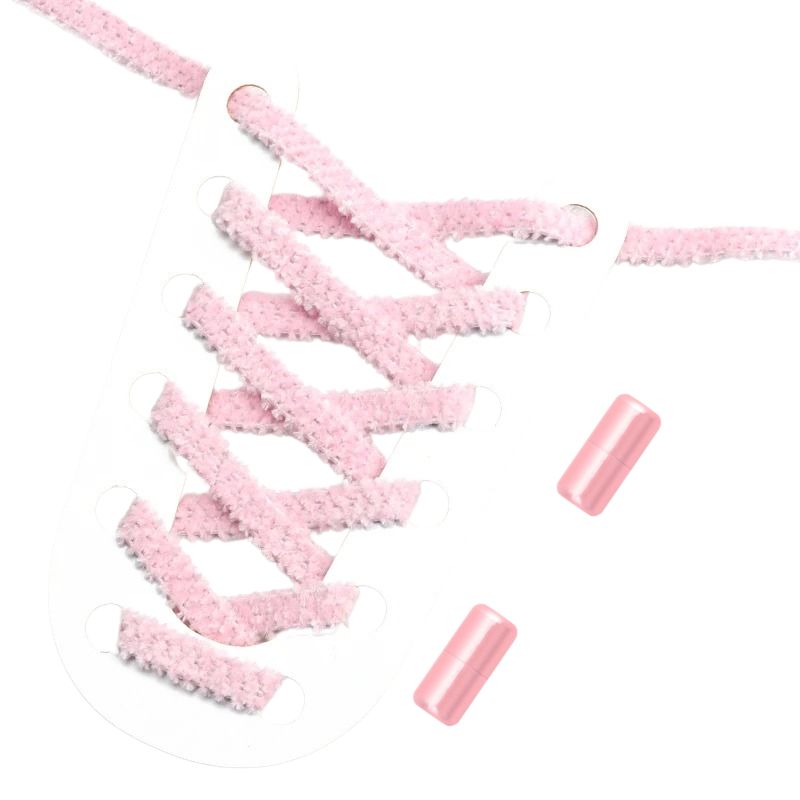 Fluffy elastische veters roze met draaisluiting voor casual schoenen en dagelijks gebruik