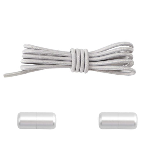 Elastische veters lichtgrijs dun 3mm met draaicapsule sluiting voor sneakers en casual schoenen