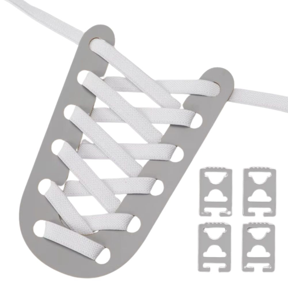 Witte elastische veters 9 mm met onzichtbare clip en anti-slip structuur voor een frisse en veelzijdige look
